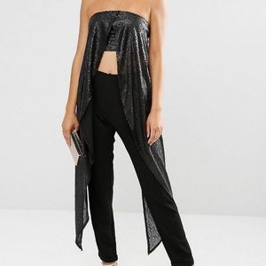 ASOS Lavish Alice Sequin Maxi Cape Crop Top